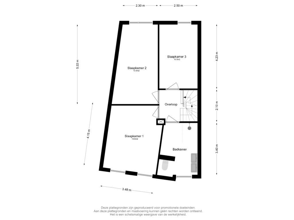 View floorplan of Eerste Verdieping of Eduard du Perronplein 10