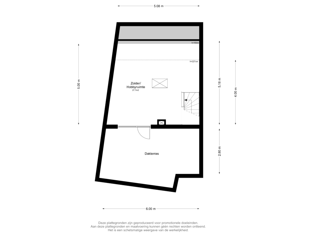 View floorplan of Zolder of Eduard du Perronplein 10