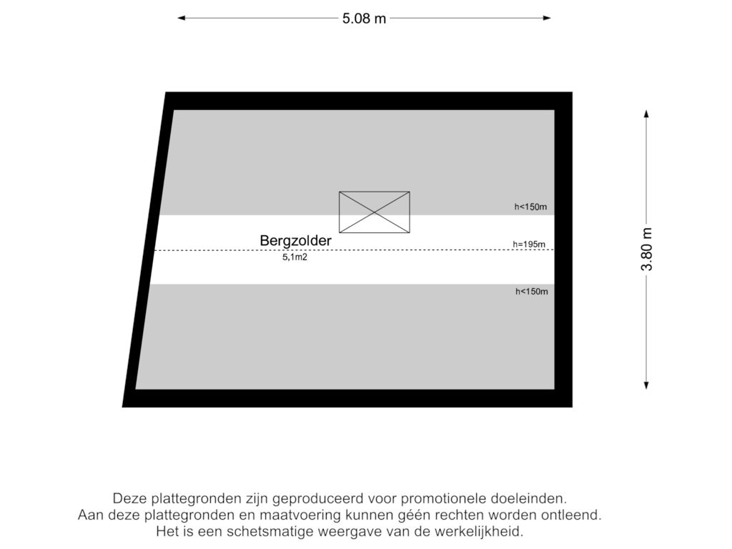 View floorplan of Bergzolder of Eduard du Perronplein 10