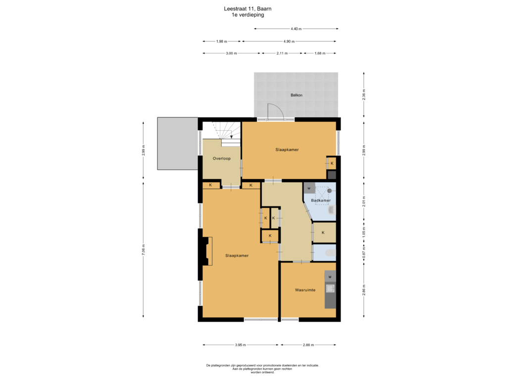 View floorplan of 1e verdieping of Leestraat 11