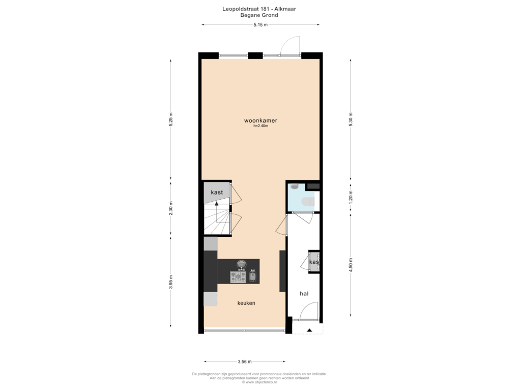 Bekijk plattegrond van BEGANE GROND van Leopoldstraat 181