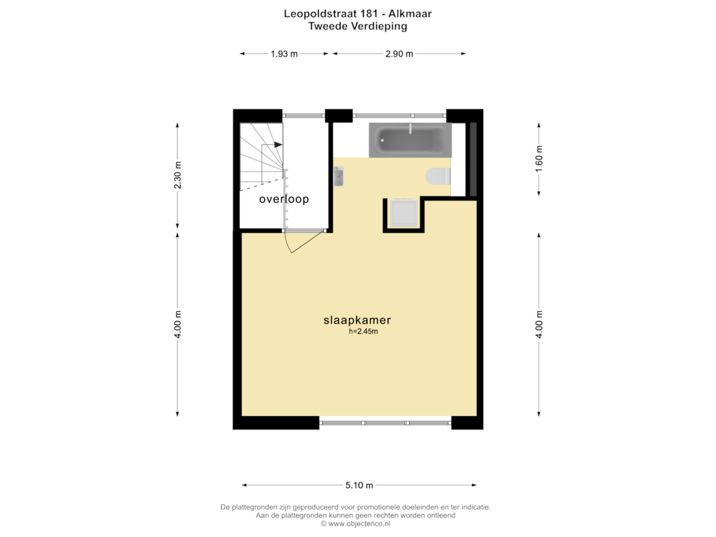 Bekijk plattegrond van TWEEDE VERDIEPING van Leopoldstraat 181