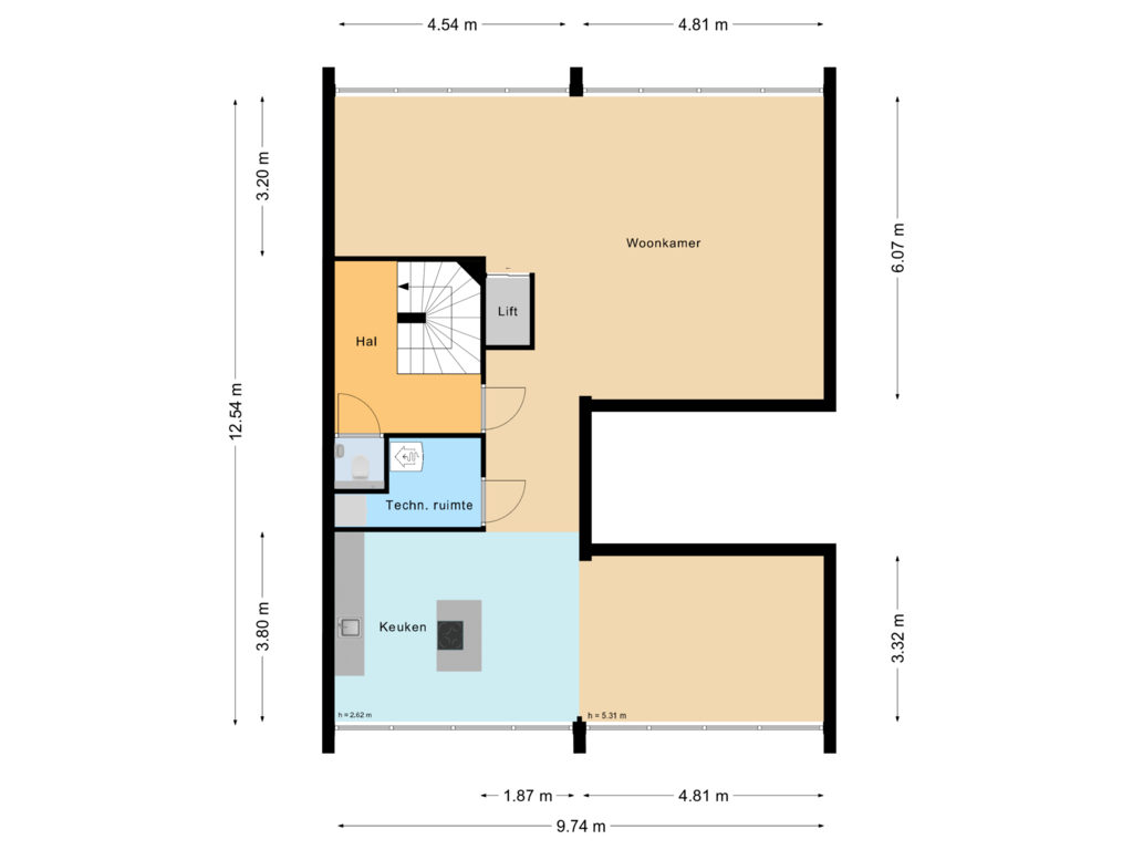 View floorplan of Begane grond of Middenweg 172-D