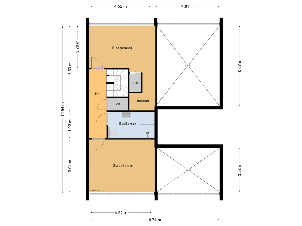 View floorplan of Eerste verdieping of Middenweg 172-D