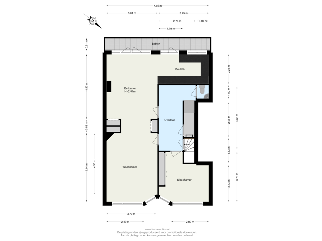 Bekijk plattegrond van Verdieping 1 van Breitnerstraat 75-B