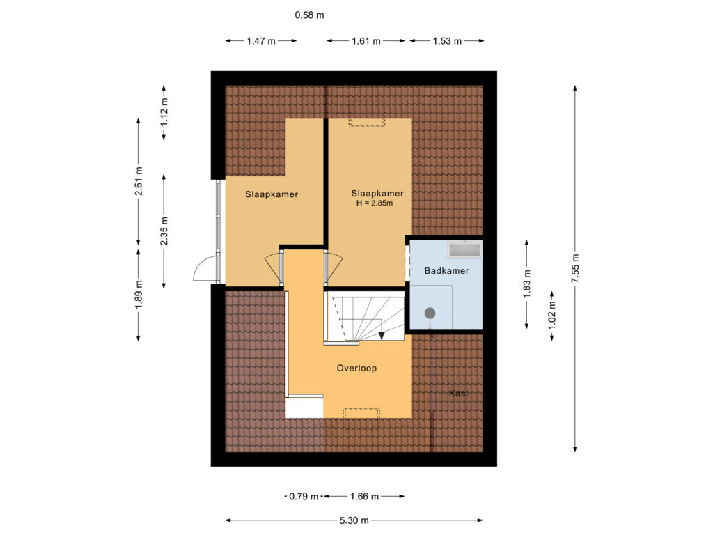 Bekijk plattegrond van Eerste verdieping van 1e Oosterveldstraat 3