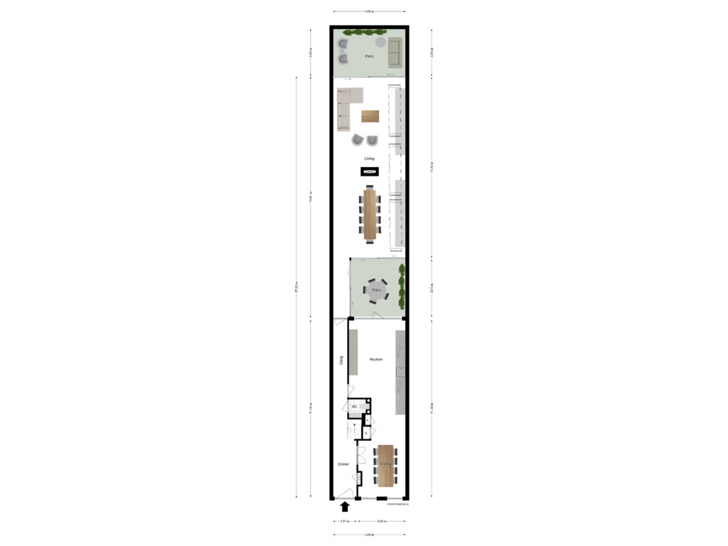 View floorplan of BEGANE GROND of Prinsengracht 845