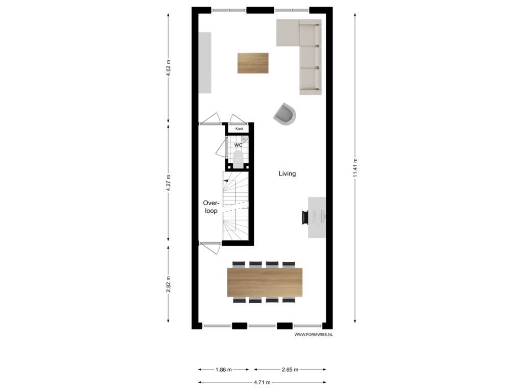 View floorplan of 1E VERDIEPING of Prinsengracht 845