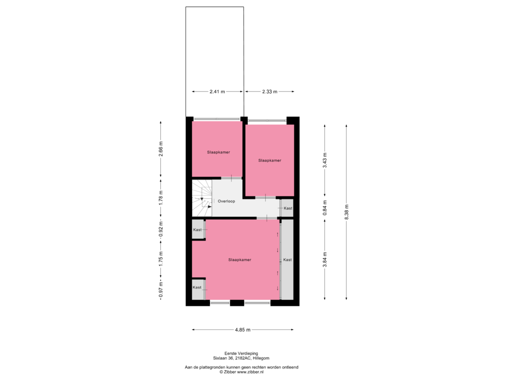 Bekijk plattegrond van Eerste Verdieping van Sixlaan 36