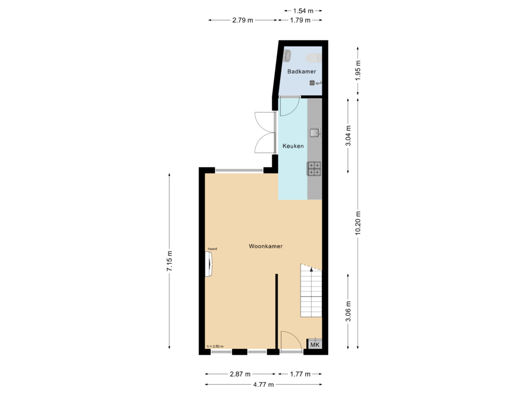 Bekijk plattegrond van Begane grond van Jonkerstraat 58