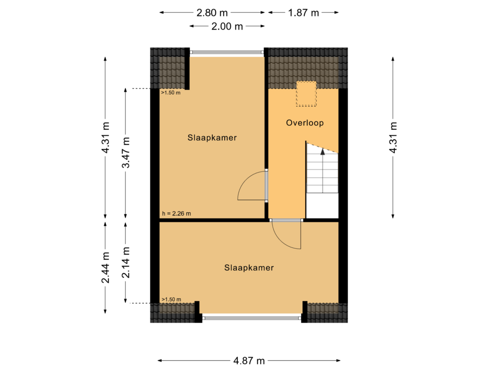 Bekijk plattegrond van Eerste verdieping van Jonkerstraat 58