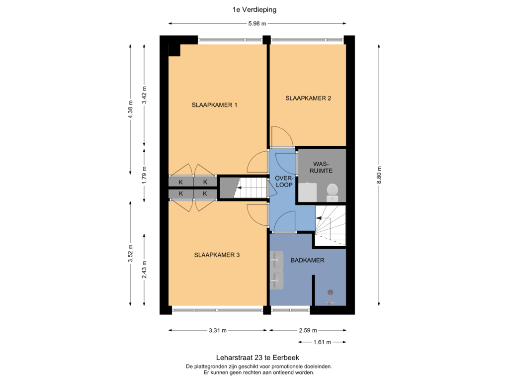 View floorplan of 1e Verdieping of Léharstraat 23