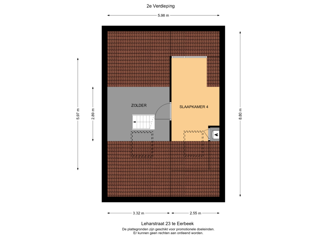 View floorplan of 2e Verdieping of Léharstraat 23