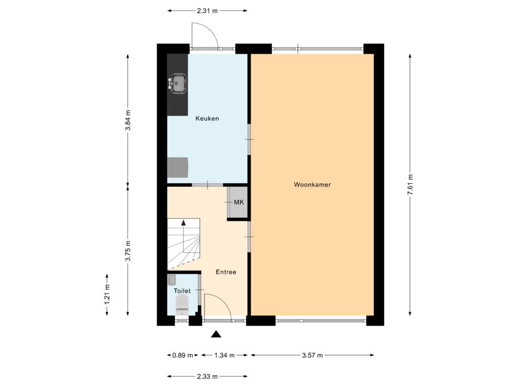 Bekijk plattegrond van Begane Grond van Berkstraat 8