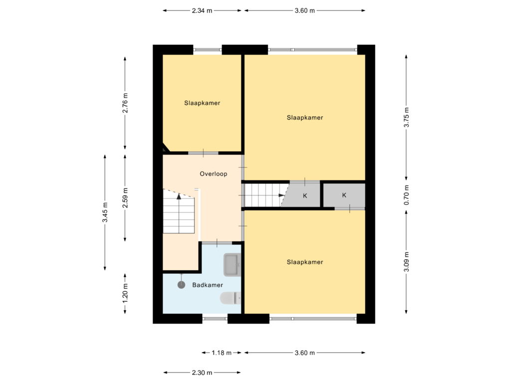 Bekijk plattegrond van 1e Verdieping van Berkstraat 8