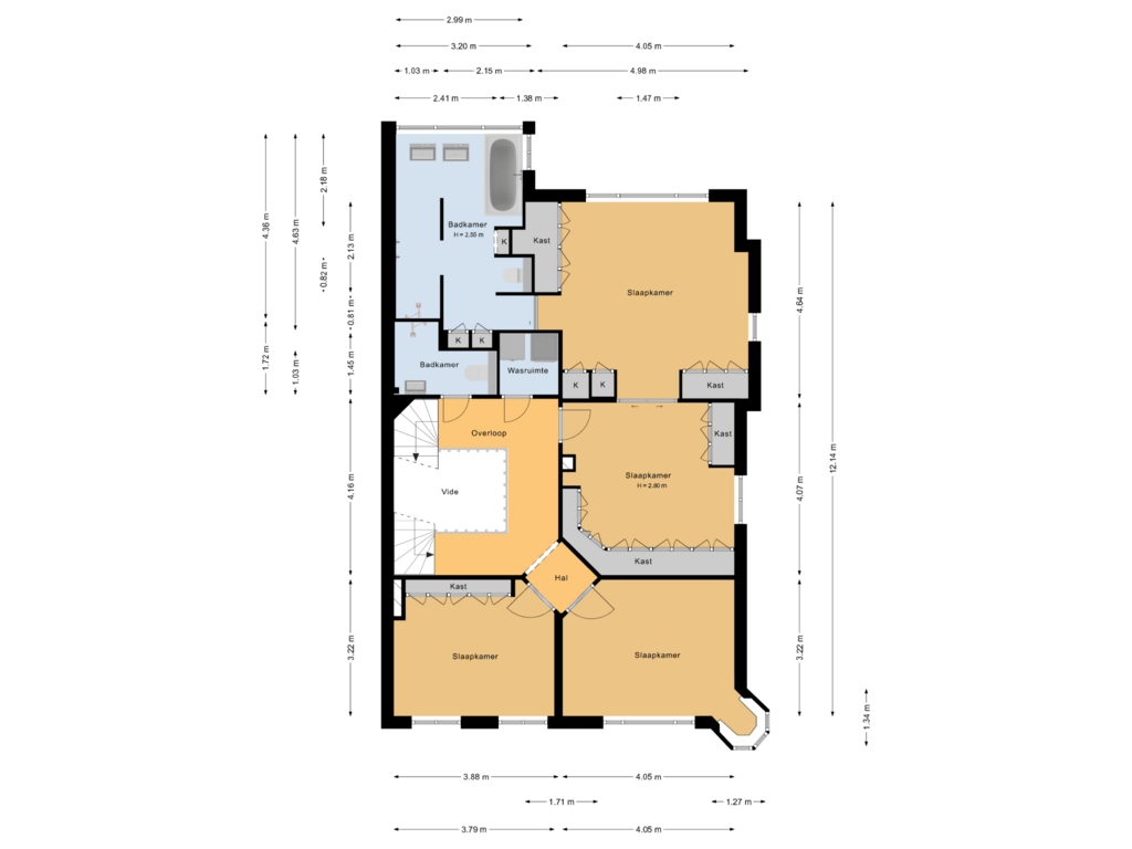 View floorplan of 1e verdieping of Wittenburgerweg 178