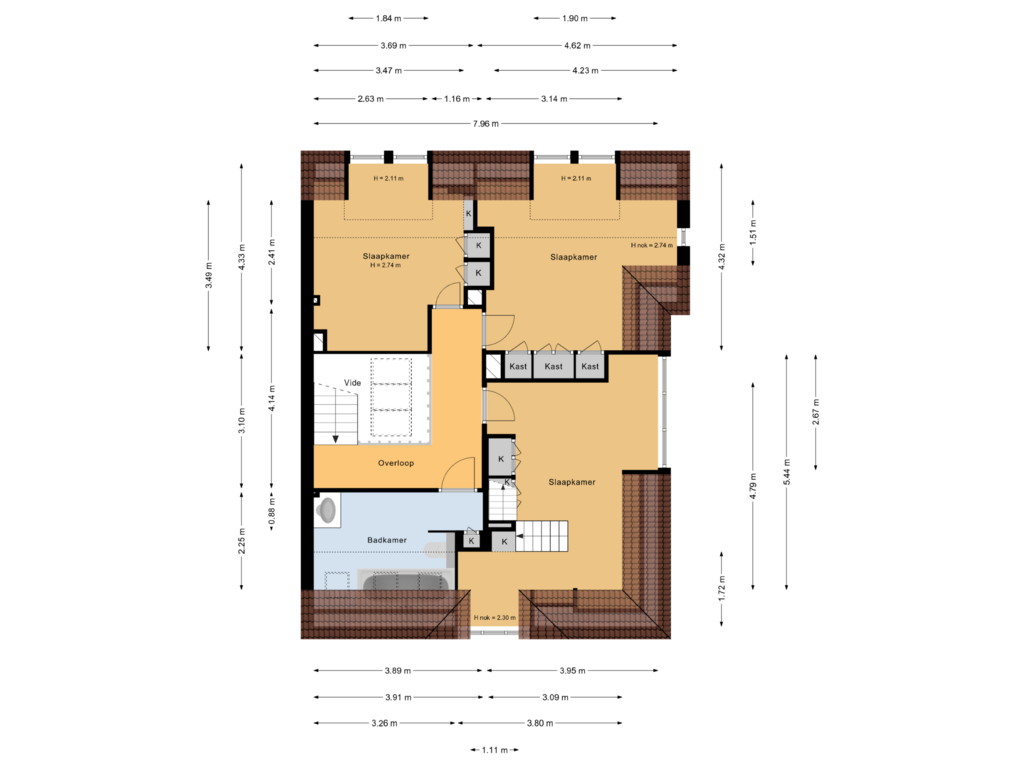 View floorplan of 2e verdieping of Wittenburgerweg 178