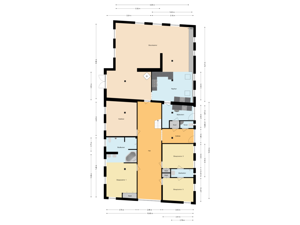 View floorplan of Begane grond of Gravenweg 5