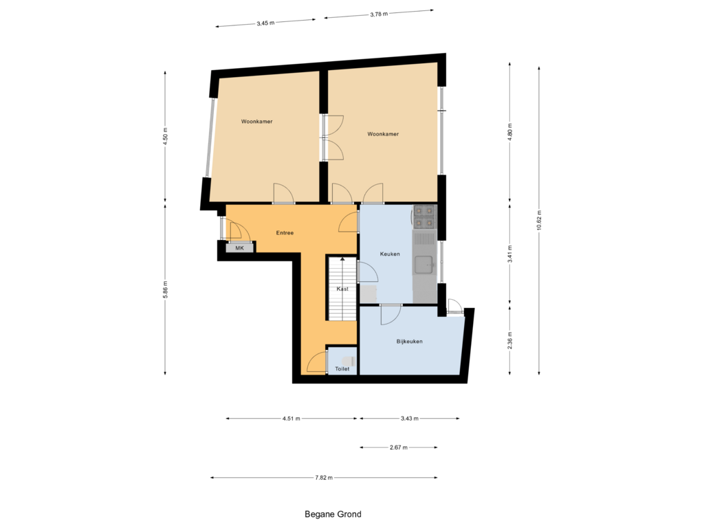 Bekijk plattegrond van Begane Grond van Kerkring 43