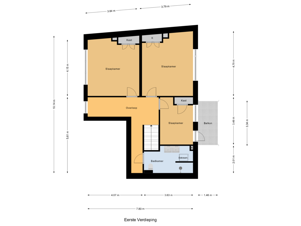 Bekijk plattegrond van Eerste Verdieping van Kerkring 43