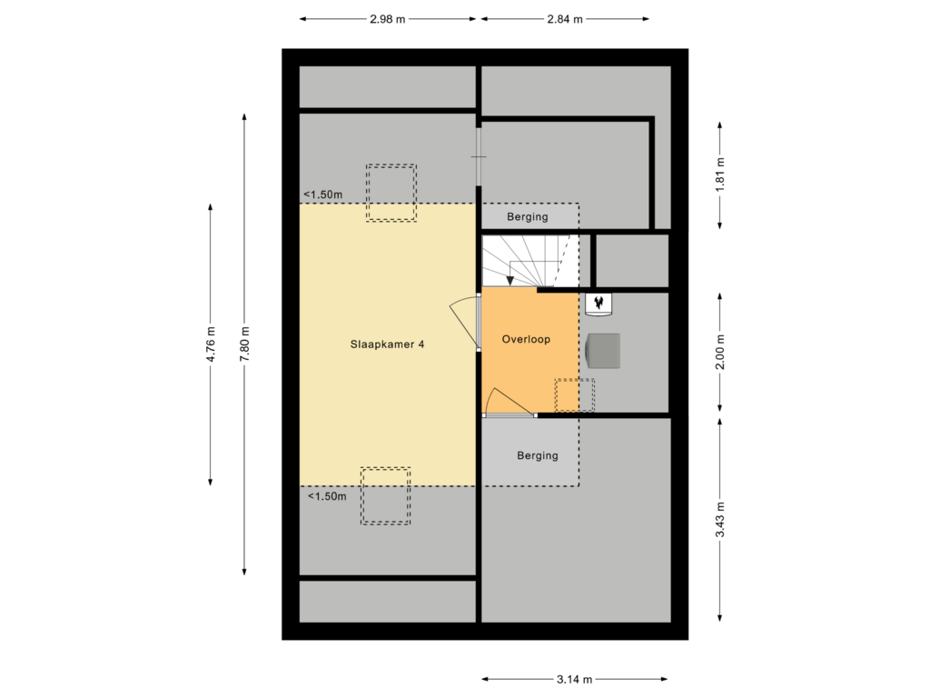 Bekijk plattegrond van Tweede Verdieping van Daslook 63