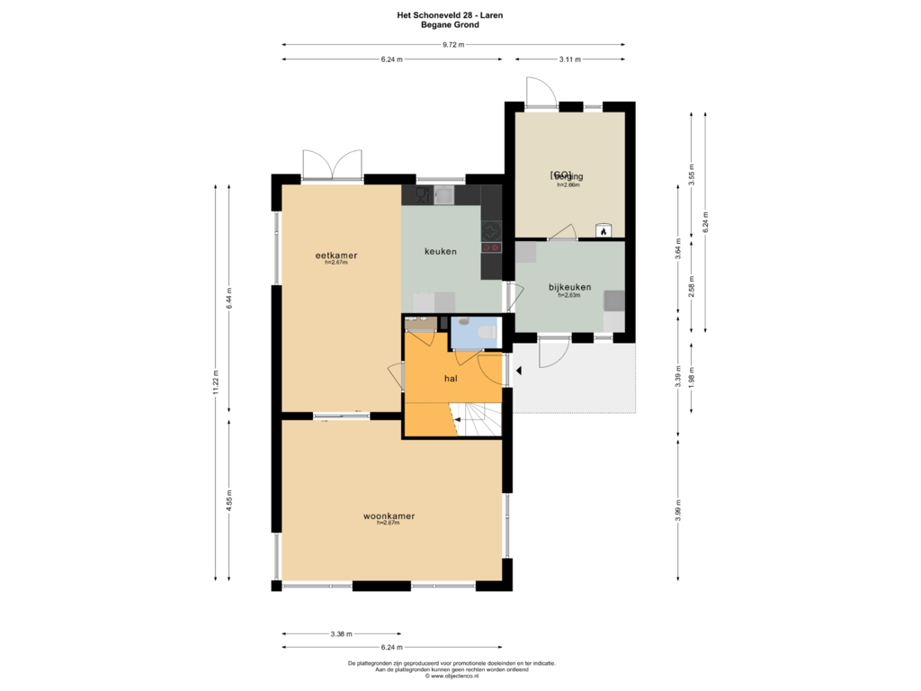 Bekijk plattegrond van BEGANE GROND van Het Schoneveld 28