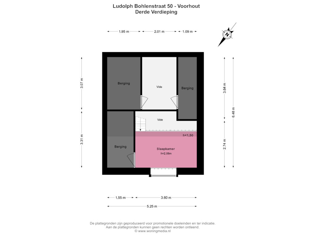 Bekijk plattegrond van Derde Verdieping van Ludolph Bohlenstraat 50