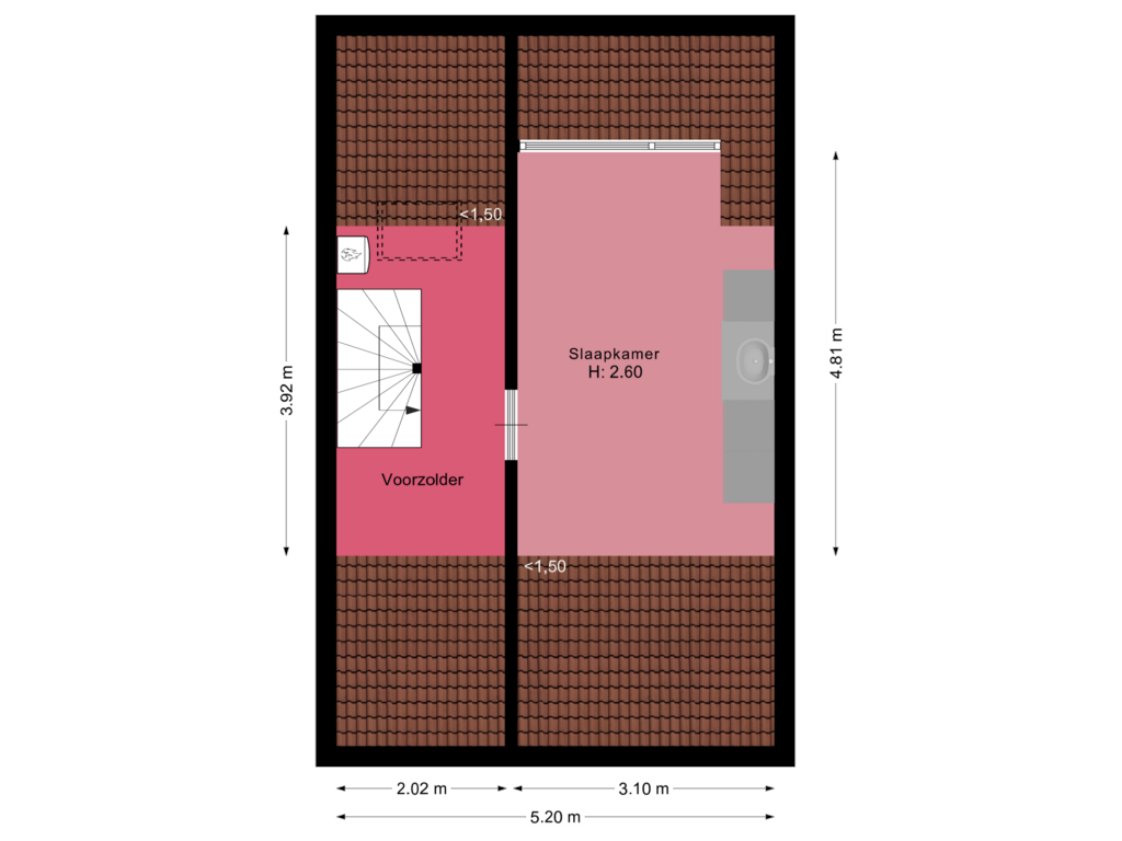 Bekijk plattegrond van Tweede verdieping van Regenboog 39