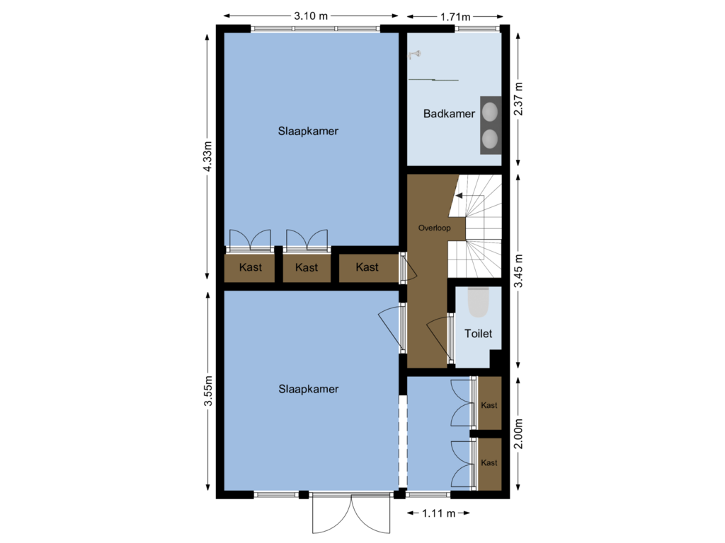 Bekijk plattegrond van 1e verdieping van Hooft Graaflandstraat 99