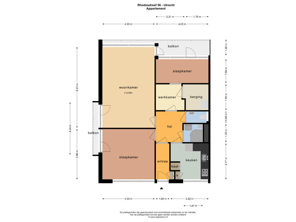 Bekijk plattegrond van APPARTEMENT van Rhodosdreef 56