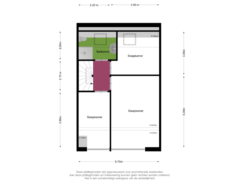 Bekijk plattegrond van Eerste Verdieping van S. Abrahamsestraat 23