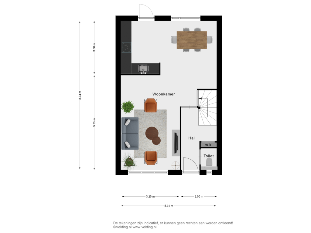 View floorplan of Woonlaag 1 of de Nieuwkamp 4