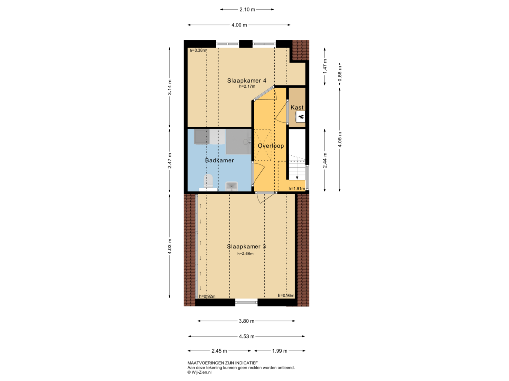 View floorplan of TWEEDE VERDIEPING of Huysmansstraat 34