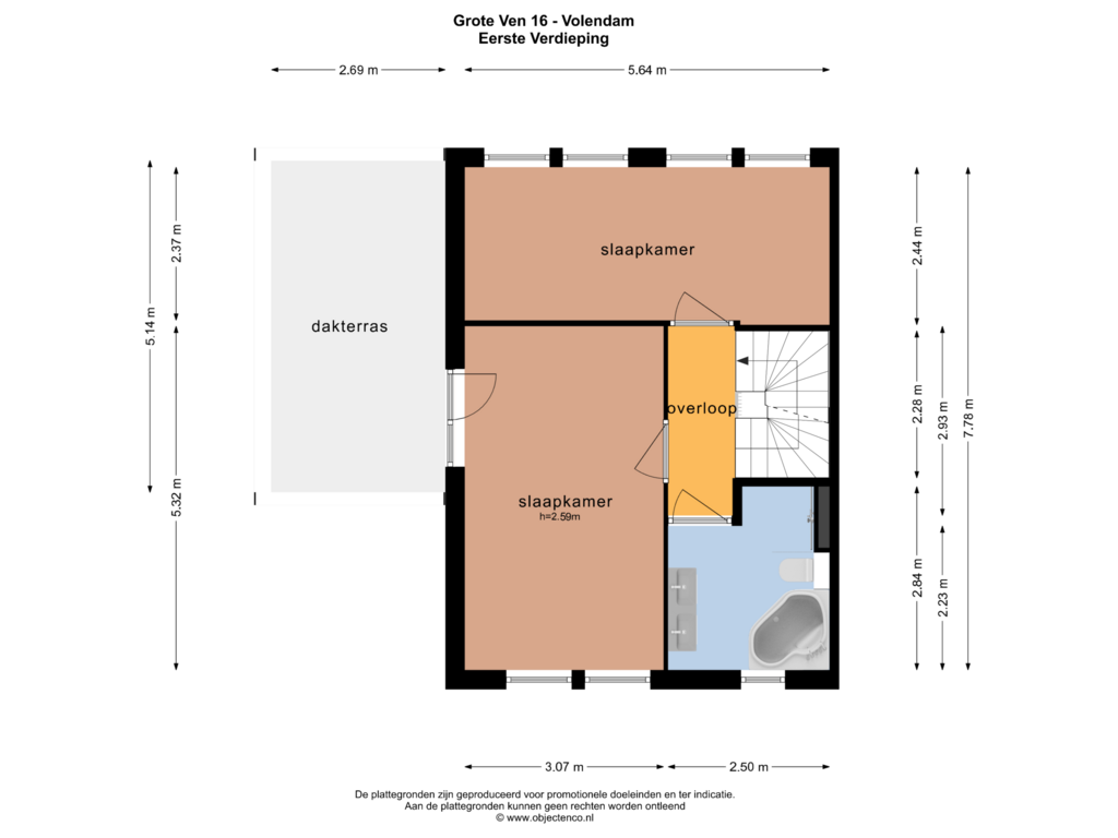 View floorplan of EERSTE VERDIEPING of Grote Ven 16