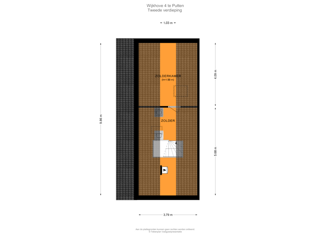 View floorplan of Tweede verdieping of Agnietenhof 33