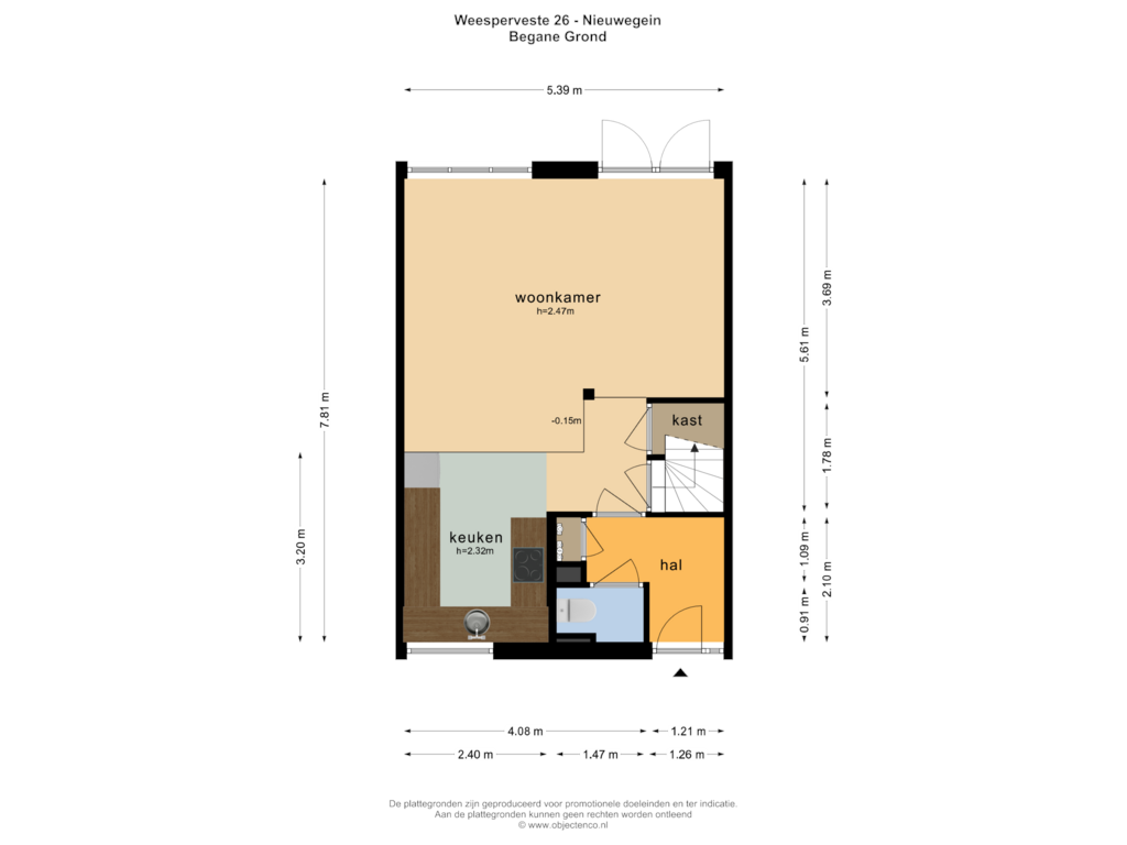 View floorplan of BEGANE GROND of Weesperveste 26