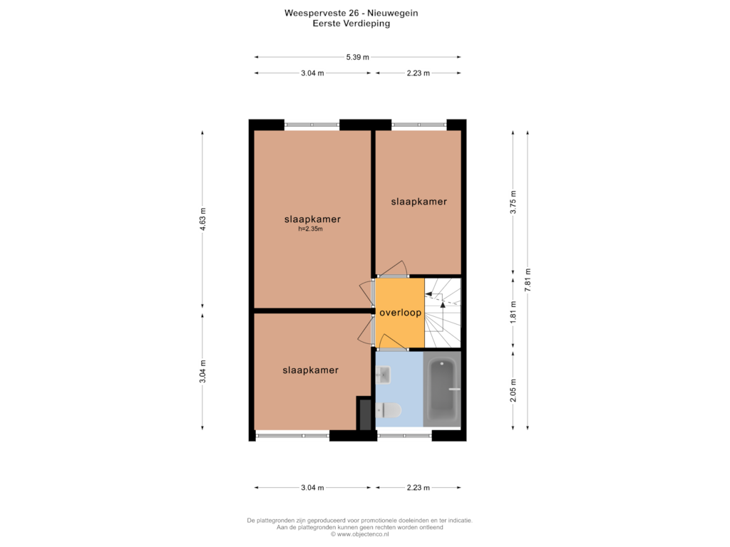 View floorplan of EERSTE VERDIEPING of Weesperveste 26