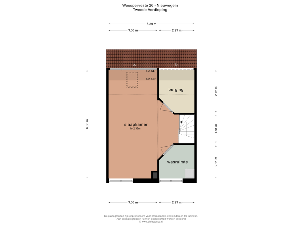 View floorplan of TWEEDE VERDIEPING of Weesperveste 26