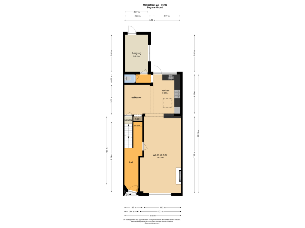 Bekijk plattegrond van BEGANE GROND van Mariastraat 2-A