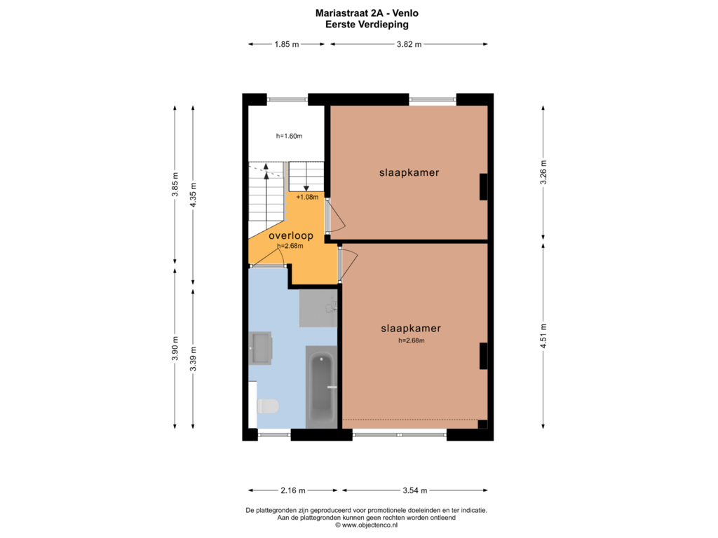 Bekijk plattegrond van EERSTE VERDIEPING van Mariastraat 2-A