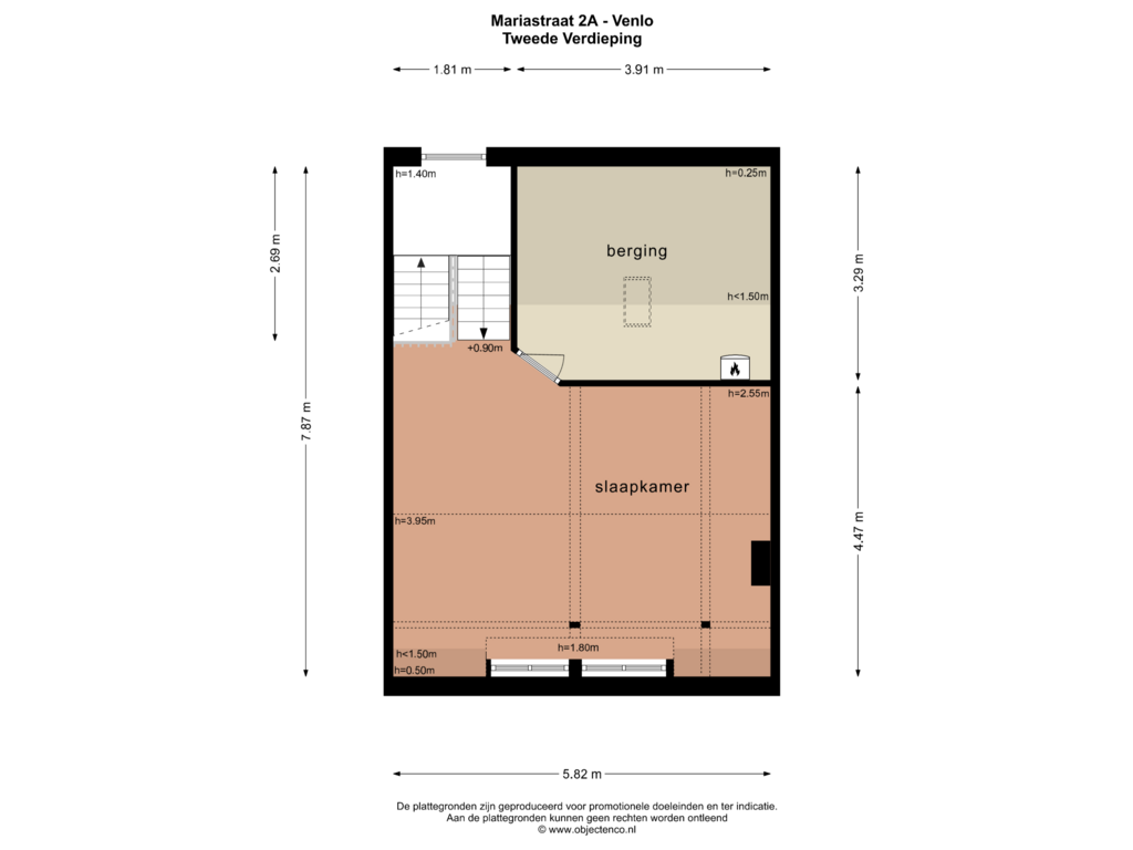 Bekijk plattegrond van TWEEDE VERDIEPING van Mariastraat 2-A