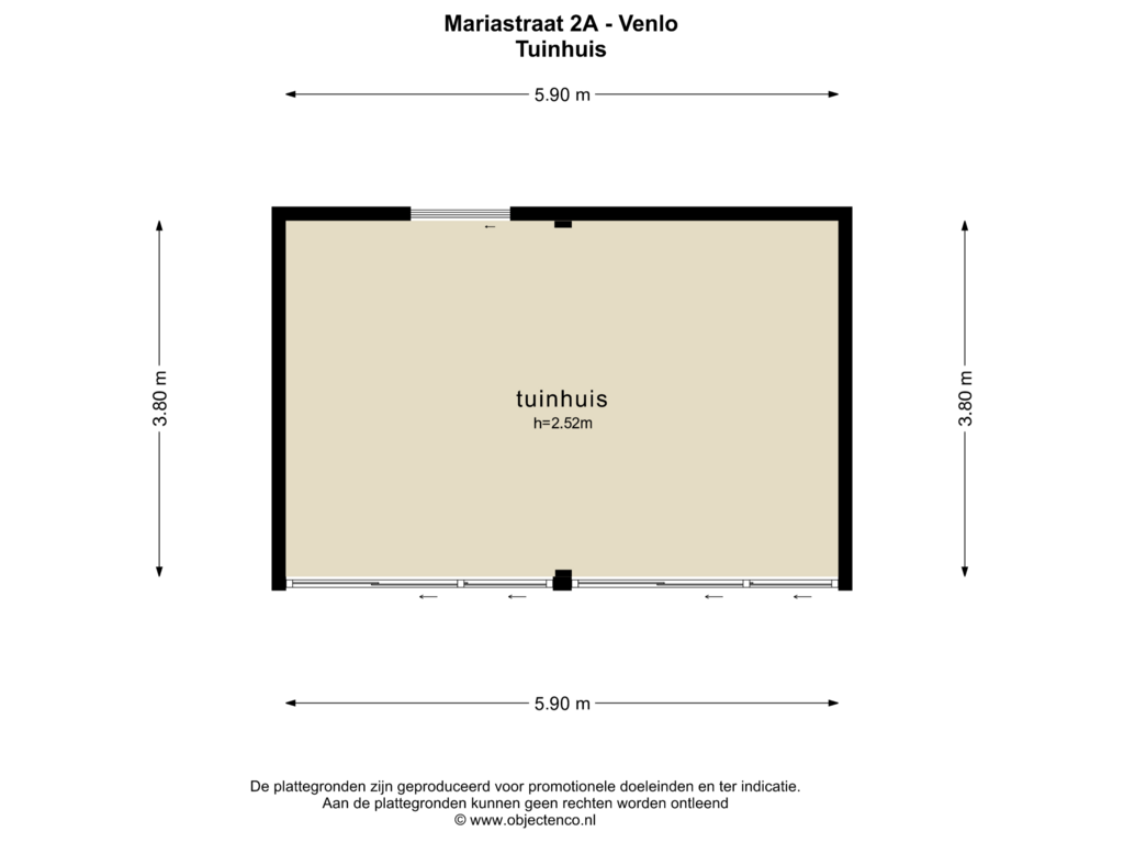 Bekijk plattegrond van TUINHUIS van Mariastraat 2-A