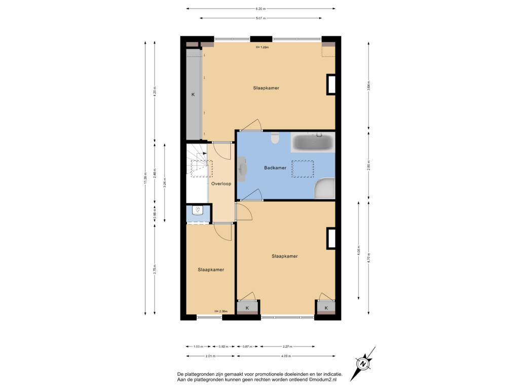 Bekijk plattegrond van 2e Verdieping van Geestbrugweg 74