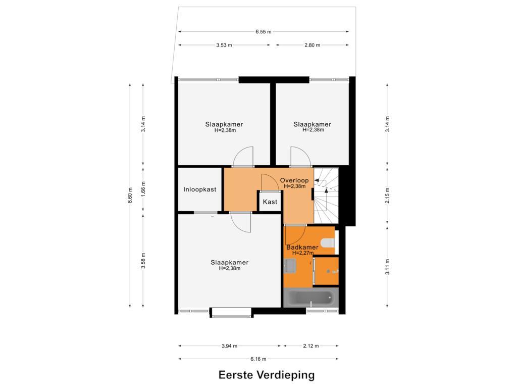 Bekijk plattegrond van Eerste Verdieping van Anjoulaan 24