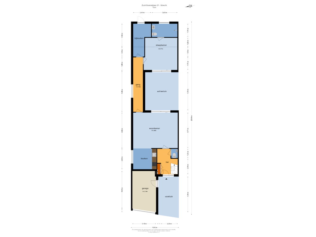 Bekijk plattegrond van Tuin van Zuid-oostraklaan 21