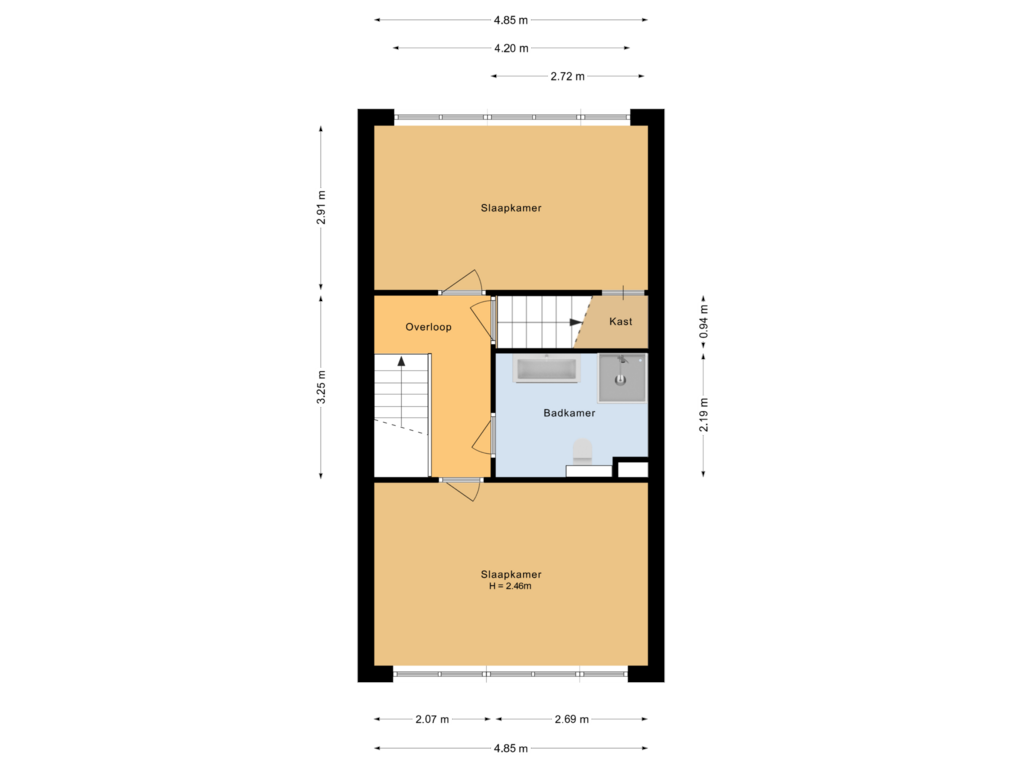 Bekijk plattegrond van Tweede verdieping van Laan der V.O.C. 284