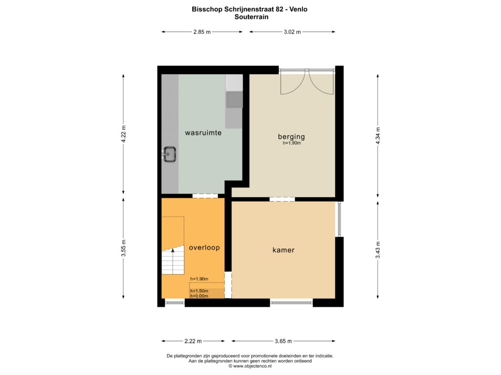 Bekijk plattegrond van Souterrain van Bisschop Schrijnenstraat 82