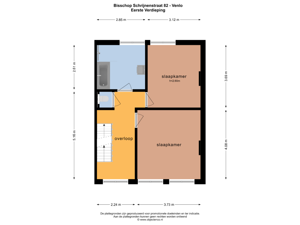 Bekijk plattegrond van Eerste Verdieping van Bisschop Schrijnenstraat 82