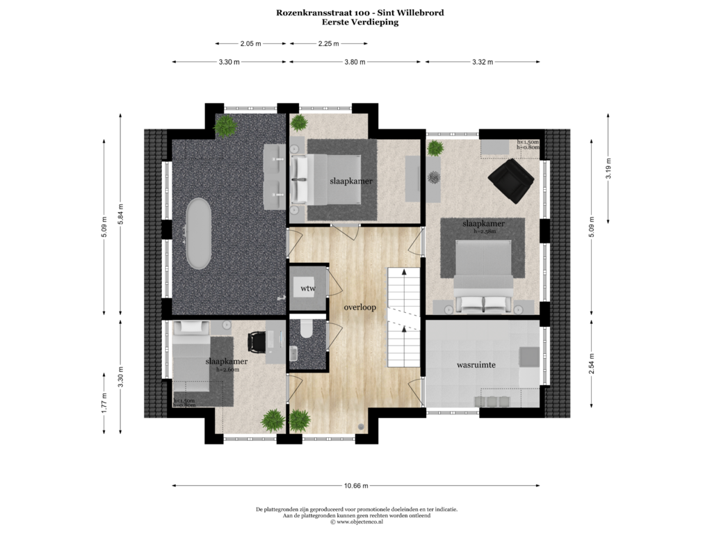 View floorplan of EERSTE VERDIEPING of Rozenkransstraat 100