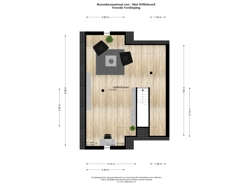 View floorplan of TWEEDE VERDIEPING of Rozenkransstraat 100